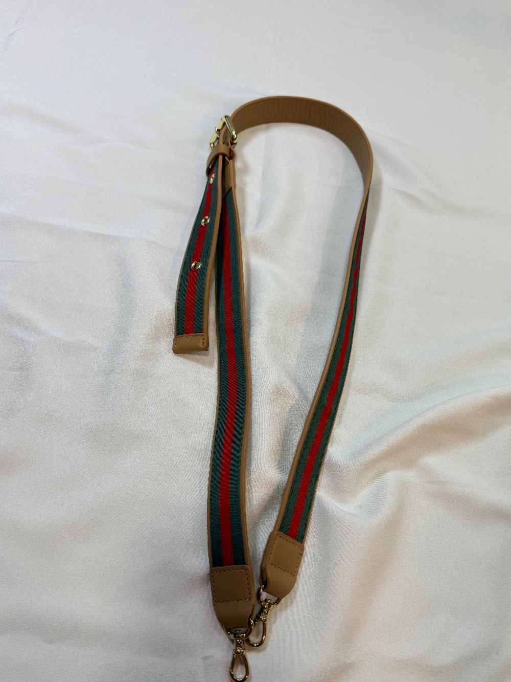 Adjustable Green Red Stripe Replacement Purse Strap Gold Hardware